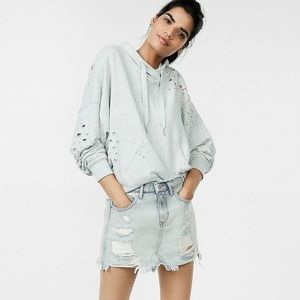 NWT Express Mid Rise Distressed Denim Mini Skirt